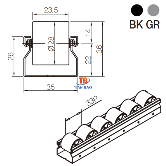 Thanh trượt con lăn PL-3514GR