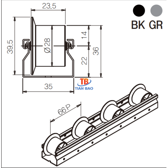 Thanh trượt con lăn PL-3544GR
