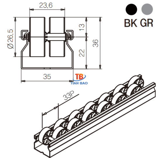Thanh trượt con lăn PL-3554GR