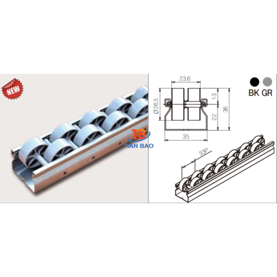 Thanh trượt con lăn PL-3554GR