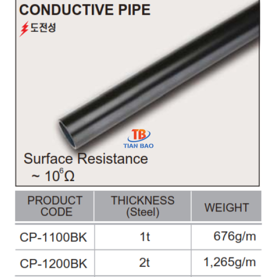 Ống thép bọc nhựa dẫn điện (Conductive Pipe)